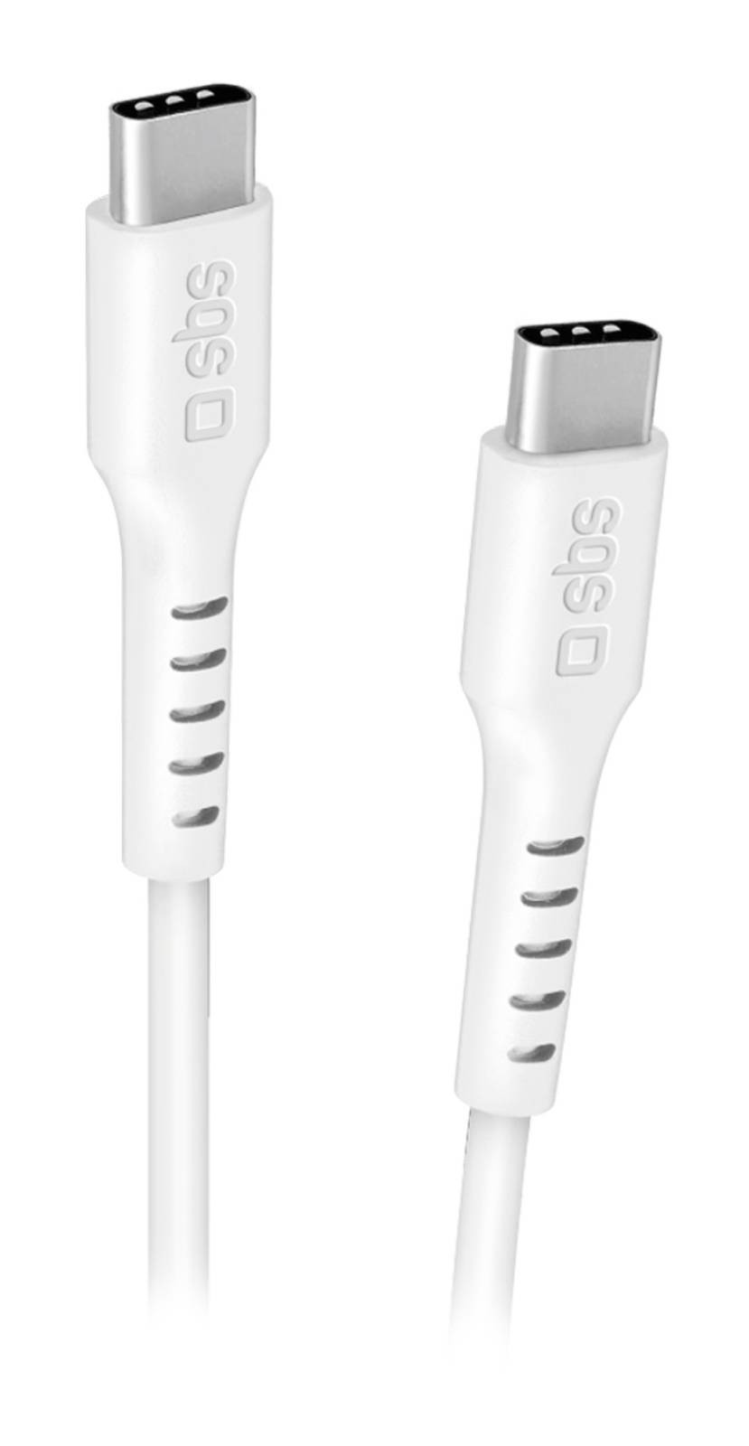 SBS Câble USB  de données et de charge 1,5 m blanc - Connecteurs USB-C pour Power Delivery 100W - CABLE-USBC-100WBLANC