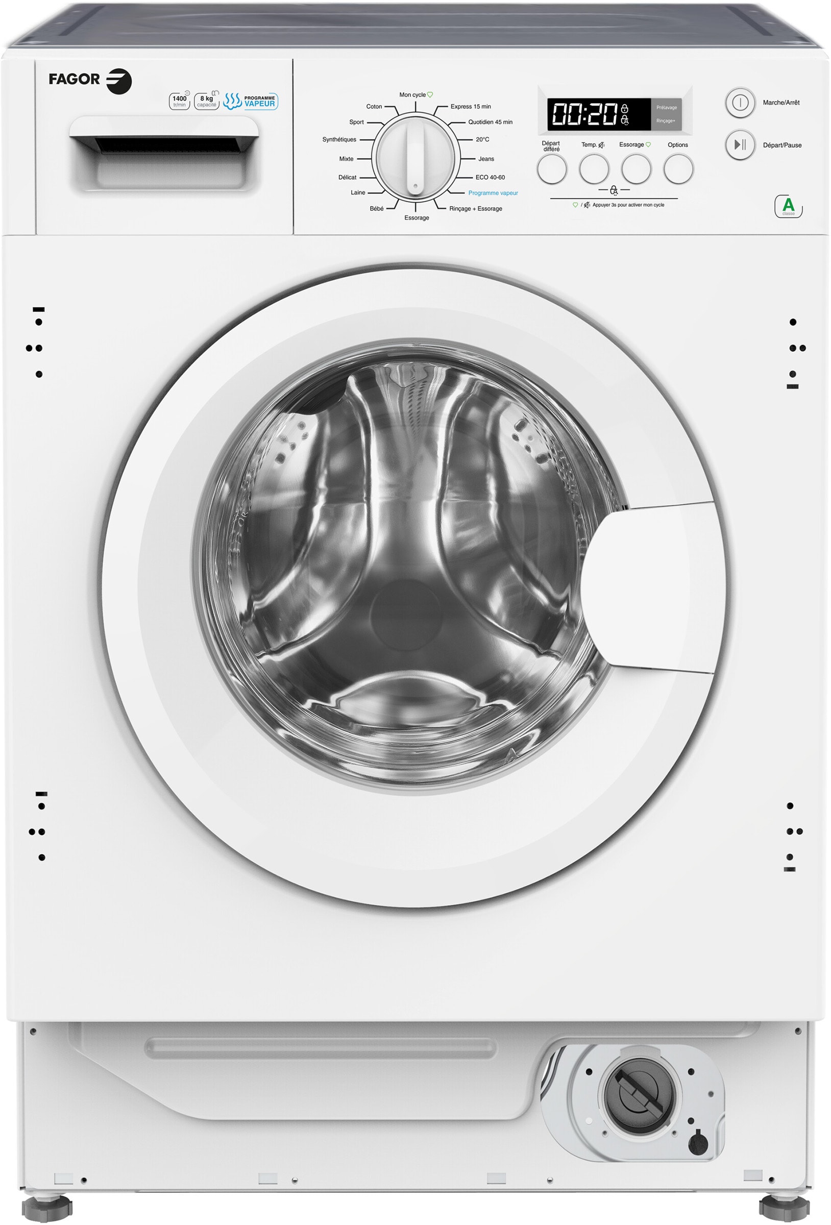 Lave linge encastrable FAGOR Moteur à induction 1400 trs/mn 8Kg Blanc  FLI814AW