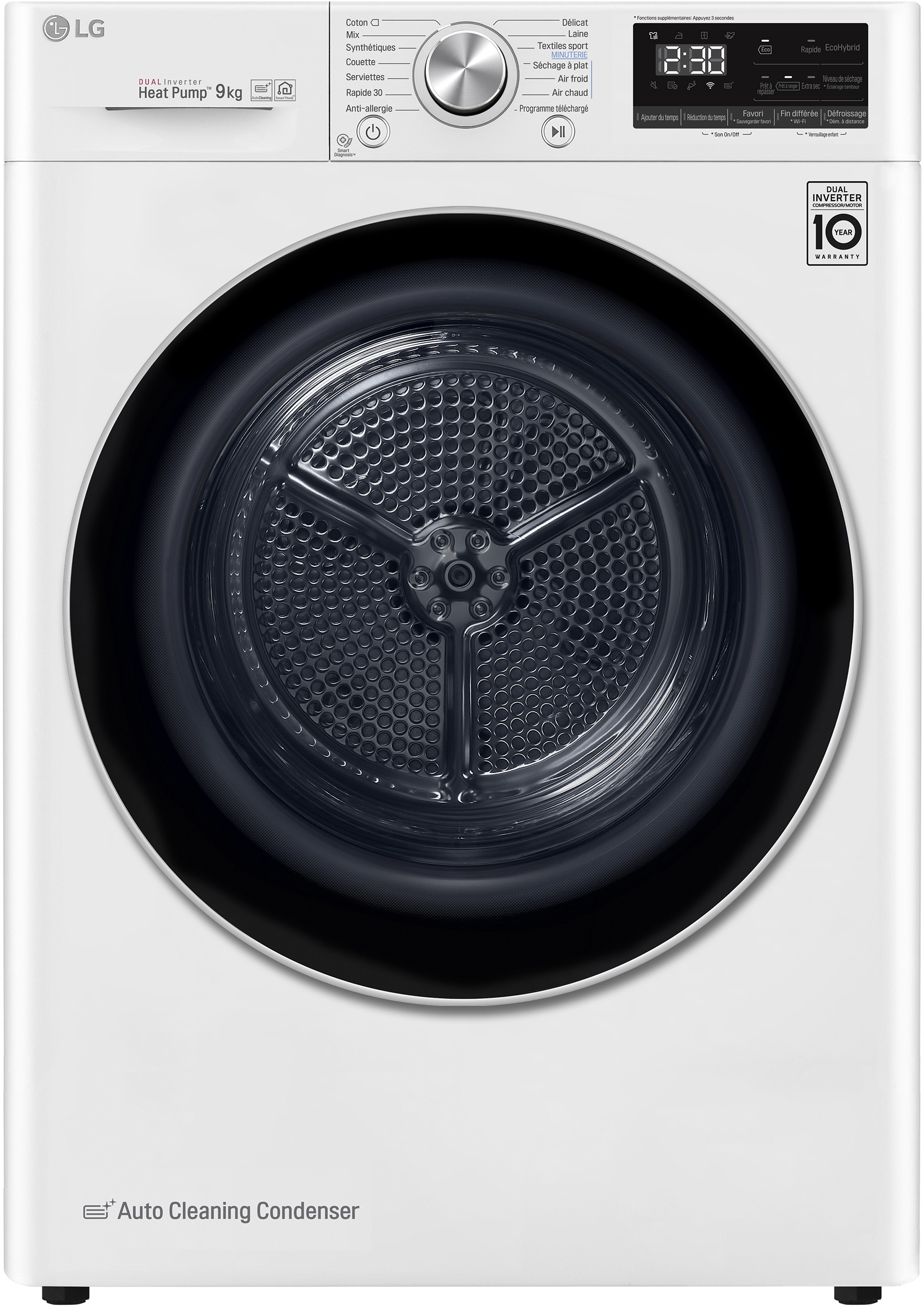 LG Sèche linge Condensation Condenseur Autonettoyant 9kg RH9V71WH LG Sèche linge Condensation Condenseur Autonettoyant 9kg RH9V71WH