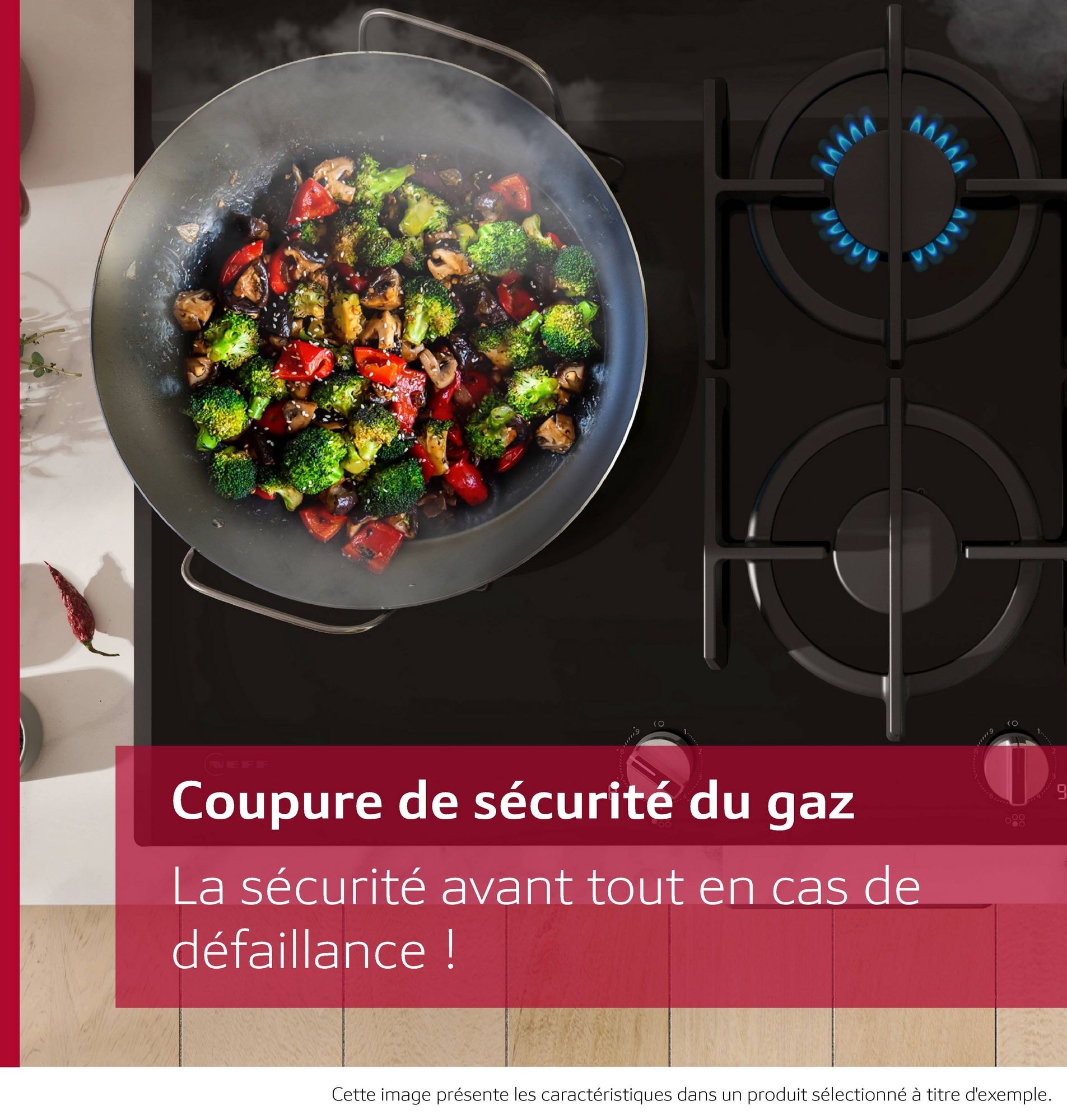 Plaque gaz NEFF 3 foyers 60 cm Noir - T26NKC4S0