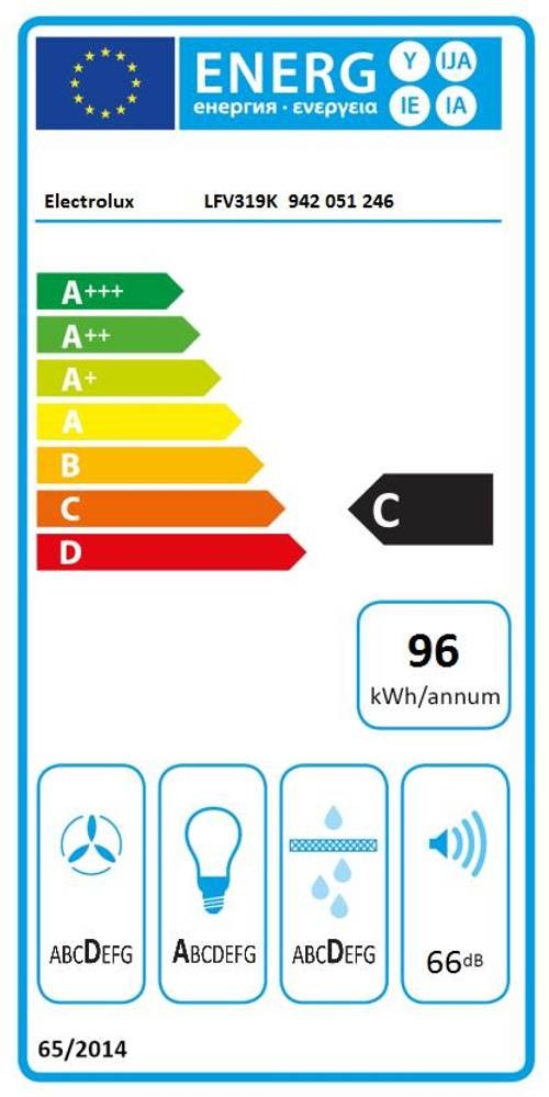 Hotte decorative murale ELECTROLUX Série 600 Pan Incliné 90cm Noire  - LFV319K