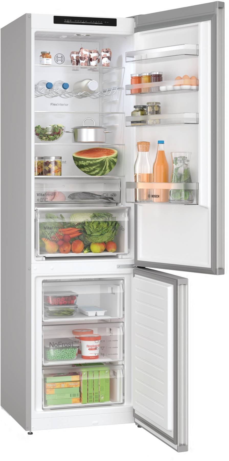 BOSCH Réfrigérateur congélateur bas Série 4 Twin No Frost 363L Inox - KGN392LDF