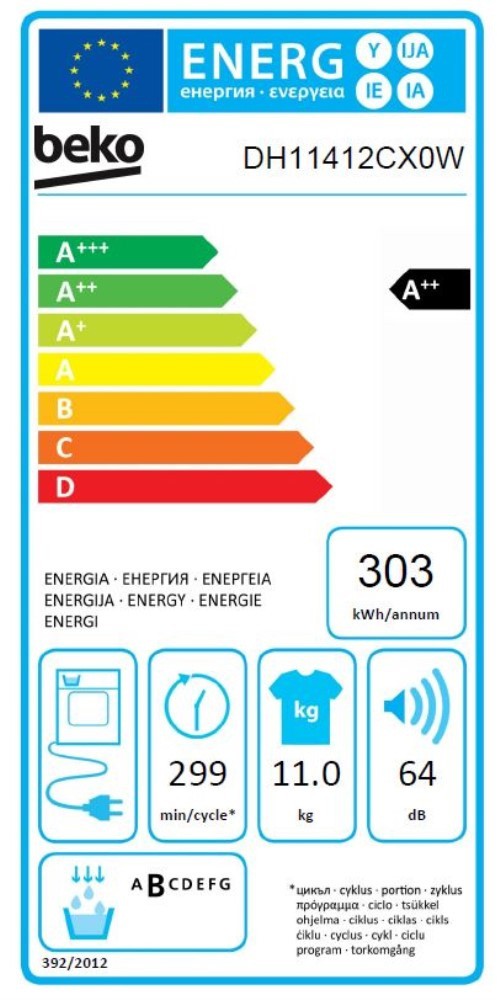 BEKO Sèche linge Condensation Aquaware 11kg - DH11412CX0W