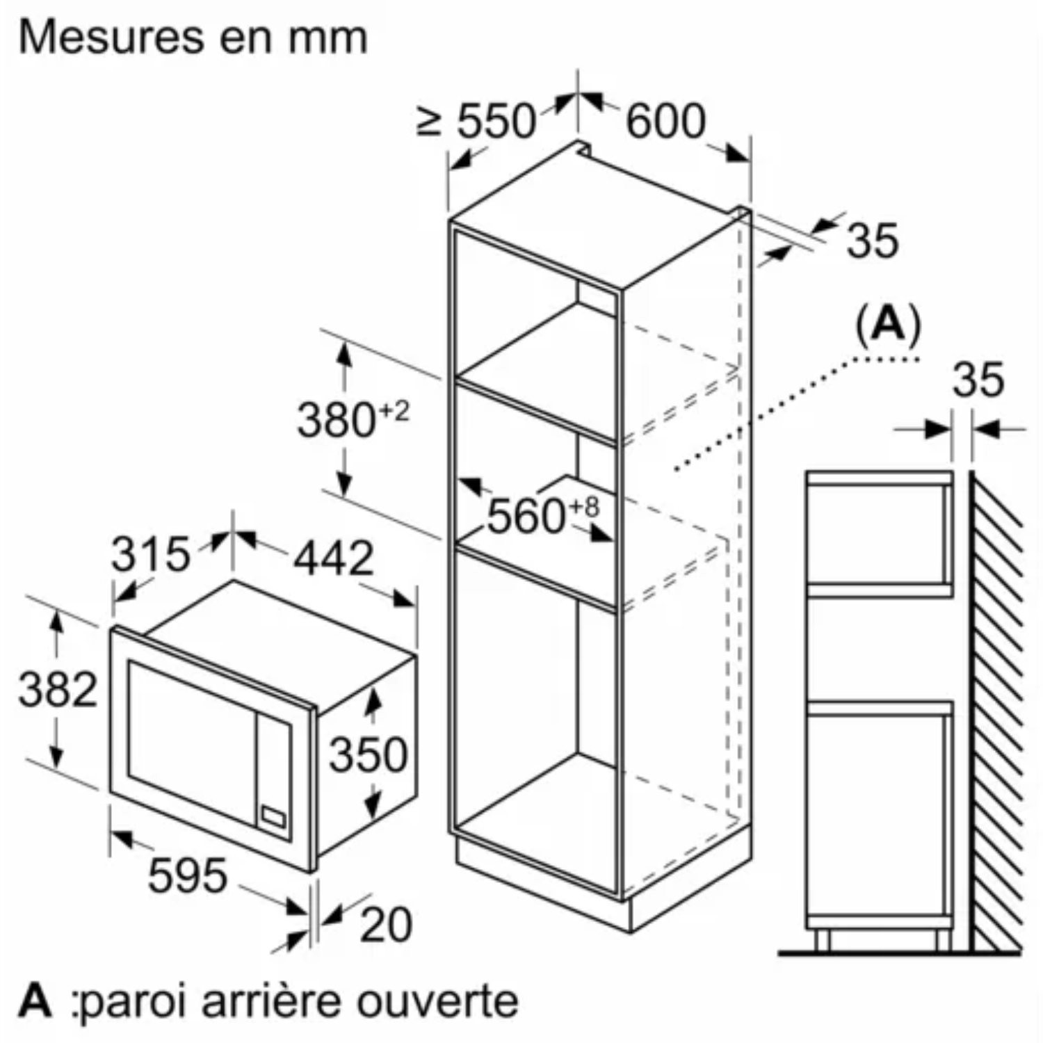 Micro ondes Encastrable BOSCH Série 2 800W 20L Noir - BFL623MB3 Micro ondes Encastrable BOSCH Série 2 800W 20L Noir - BFL623MB3