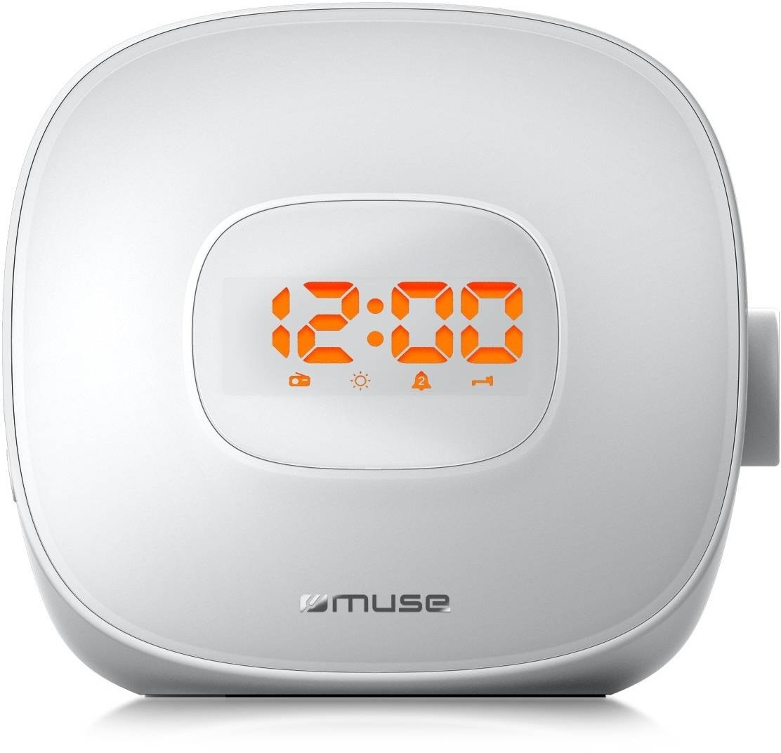 Radio réveil luminothérapie MUSE Simulateur d'aube Port USB Blanc ML-198CR