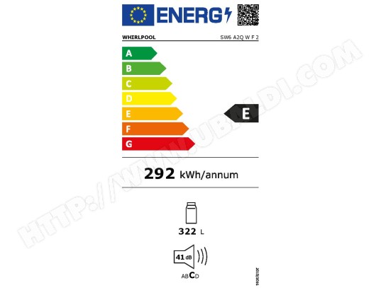Réfrigérateur 1 porte WHIRLPOOL 6ème sens Froid Brassé 321L Blanc - SW6A2QWF2