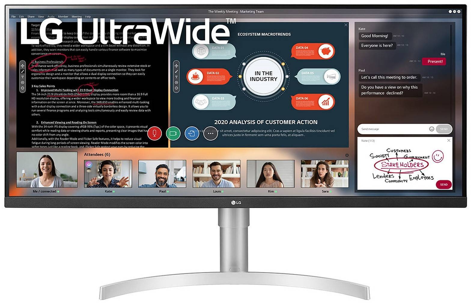LG Ecran 34 pouces Ultra Wide FHD 34WN650-W