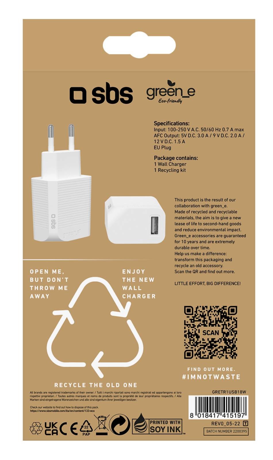 Chargeur secteur SBS  - CHARG-PD18W-USBA