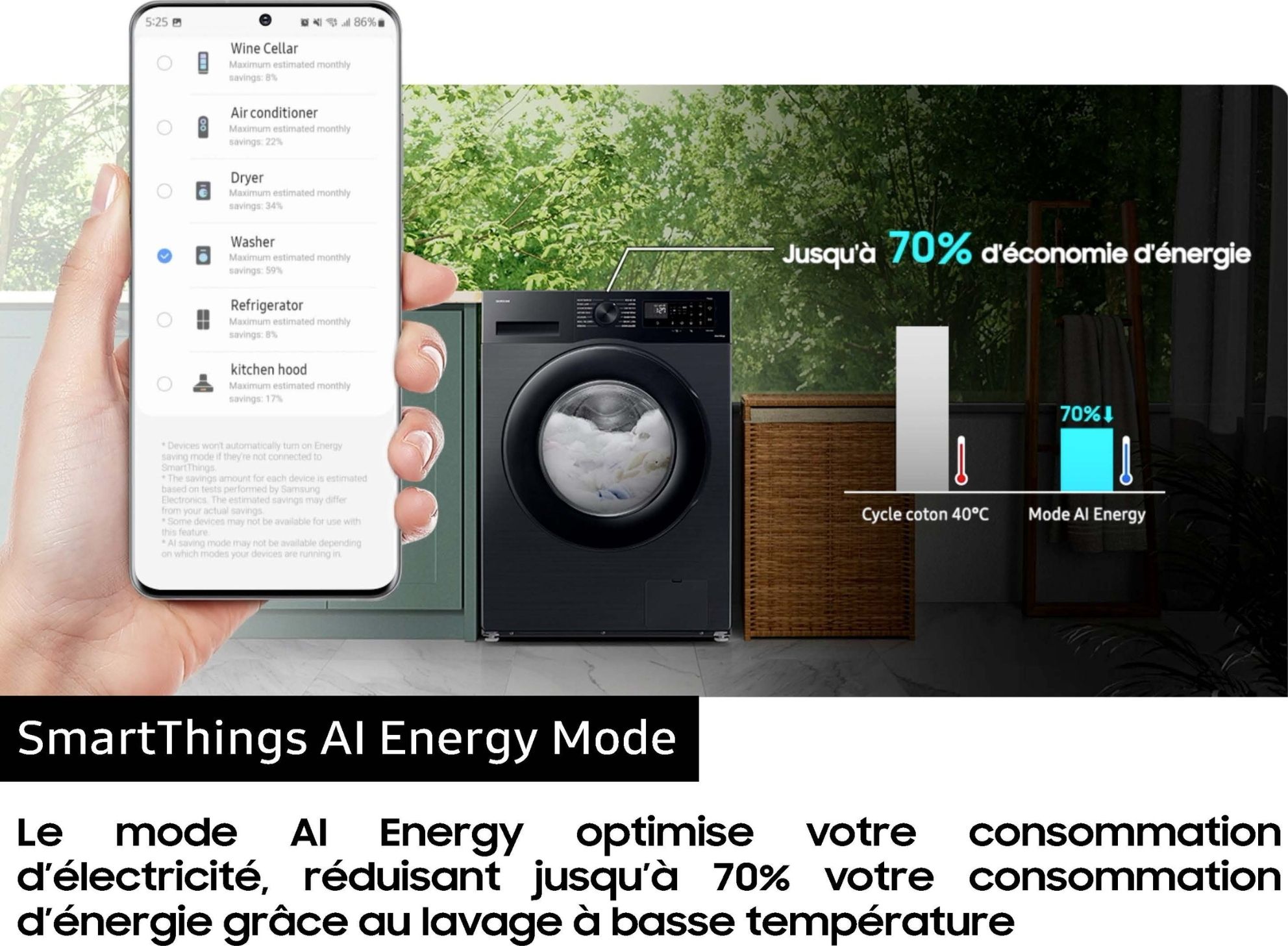 Lave linge sechant Frontal SAMSUNG 11kg 1400trs/min Blanc - WD11DG5B15BE