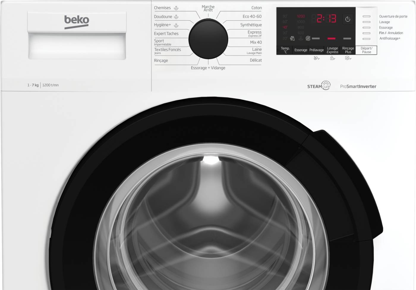 Lave linge Frontal BEKO ,1200 trs/mn, 7kg, Blanc - WUV72221BW