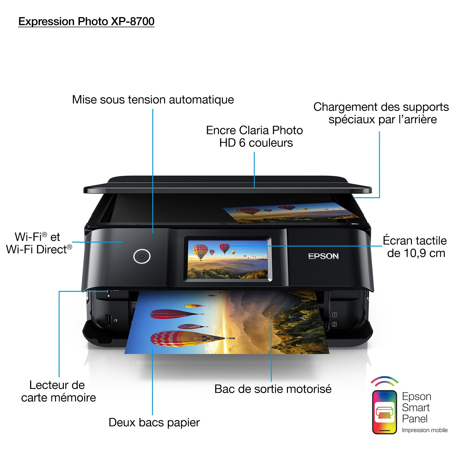 Imprimante jet d'encre EPSON Compact Expression Photo XP-8700 3 en 1 Noir - XP-8700