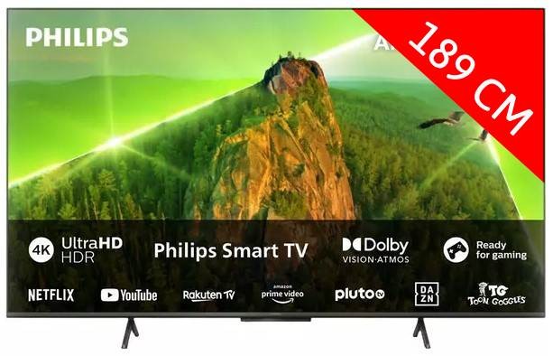 PHILIPS TV LED 4K 189 cm Ambilight 60Hz 75" - 75PUS8108/12