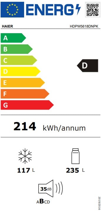 Réfrigérateur congélateur bas HAIER , Froid No Frost, 352L, Gris - HDPW5618DNPK Réfrigérateur congélateur bas HAIER , Froid No Frost, 352L, Gris - HDPW5618DNPK