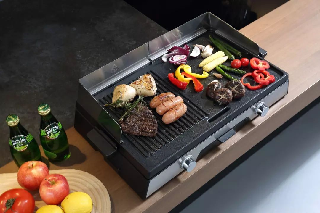 Plancha KITCHEN CHEF 52x31,5cm 6 personnes Fonte aluminium Noir - GRILDUO2200