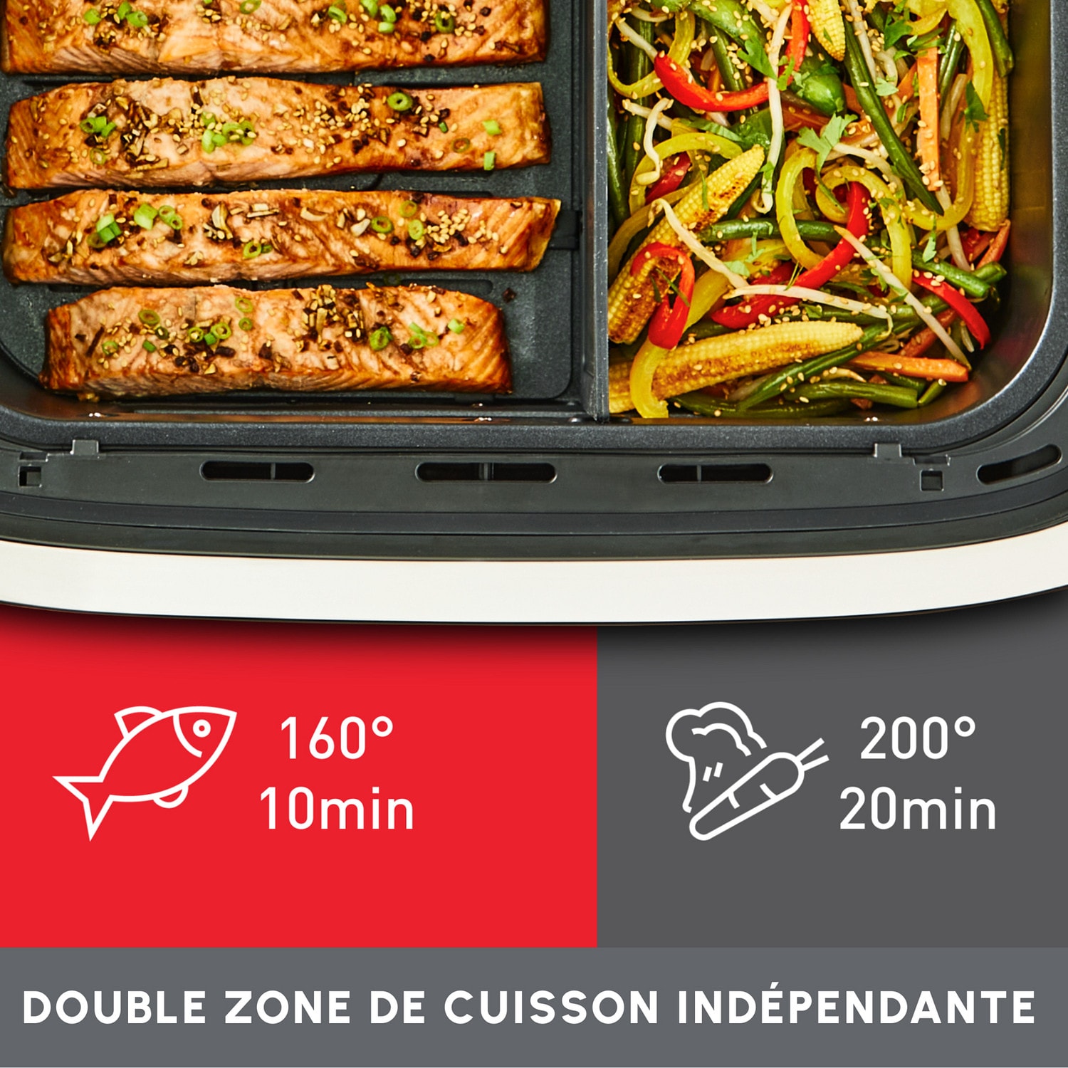 Friteuse à air chaud MOULINEX AirFryer 9L 2700W Double compartiment - EZ922DF0