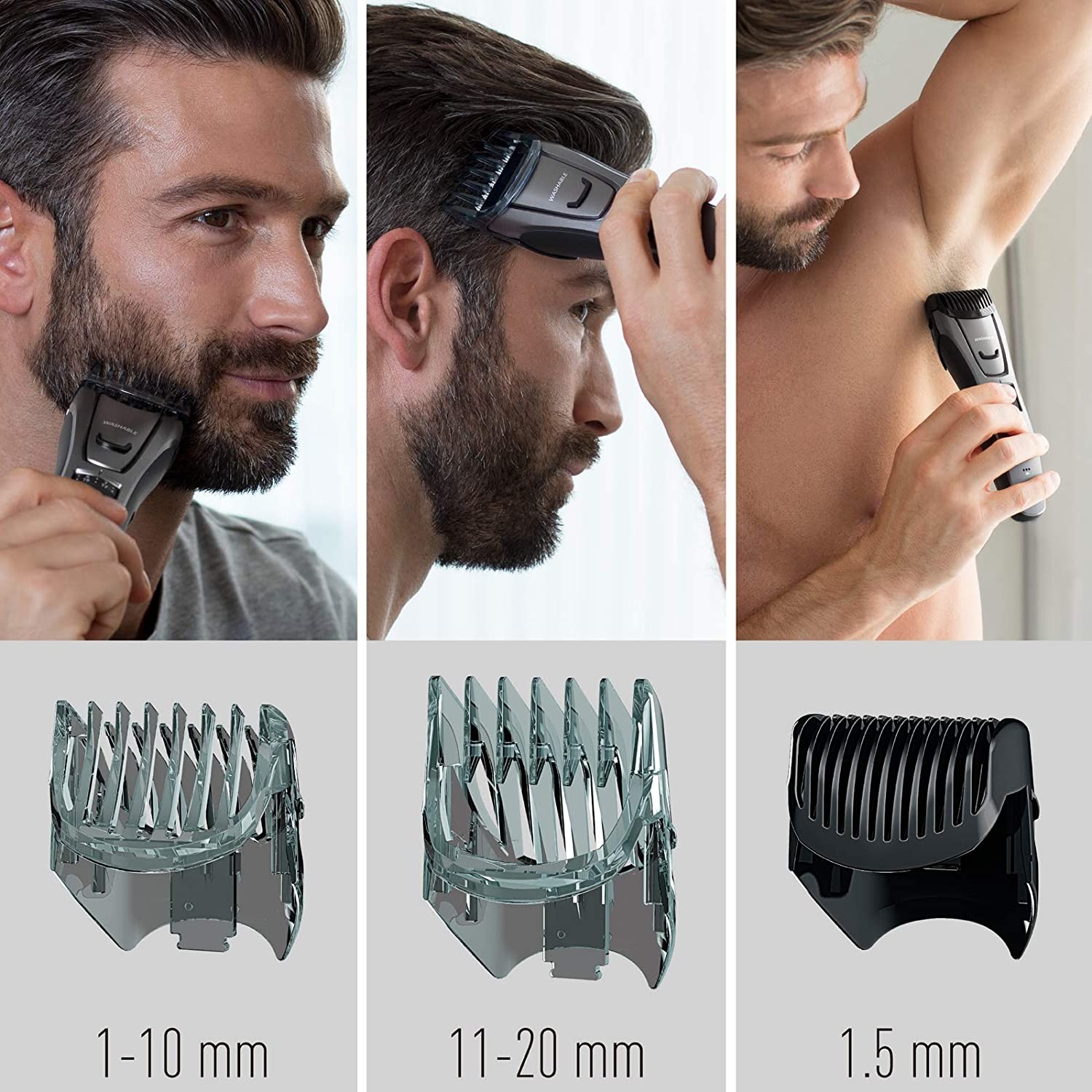 Tondeuse multifonction PANASONIC 3 en 1 : barbe, cheveux et corps Noire - ERGB80H503