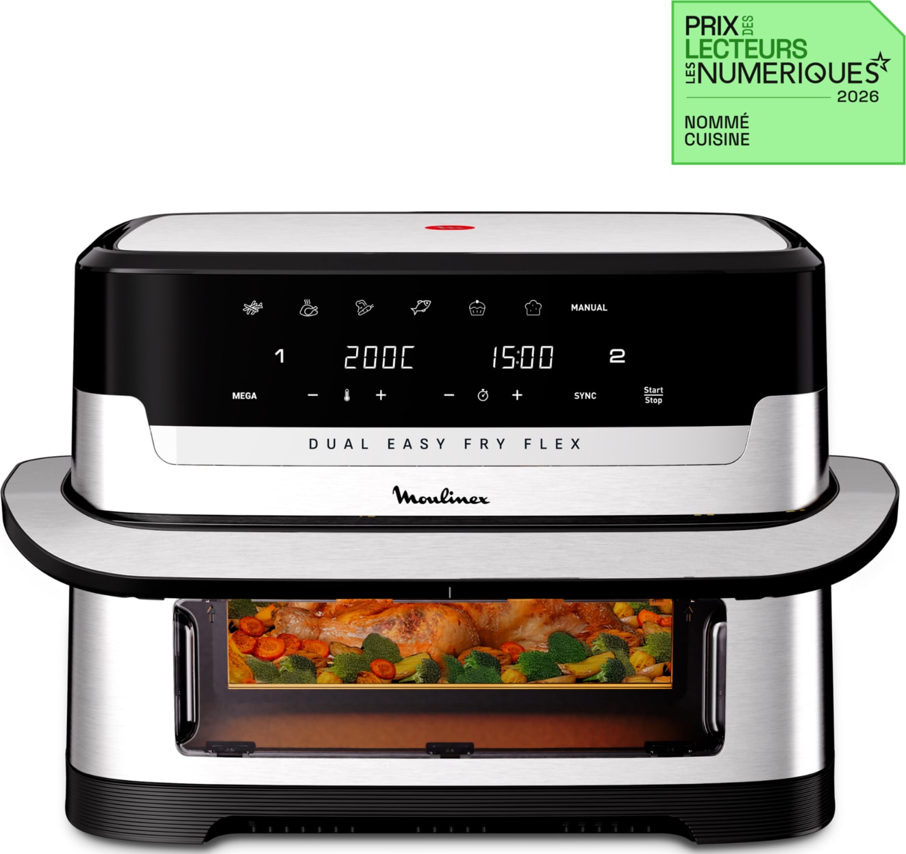 Friteuse à air chaud MOULINEX AirFryer 9L 2700W Double compartiment - EZ922DF0