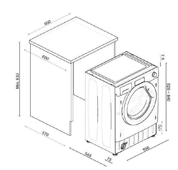 CANDY Lave linge sechant encastrable Lavage 8kg, séchage 5 kg, 1400 tr/mn Blanc - CBD485D1E/1-S