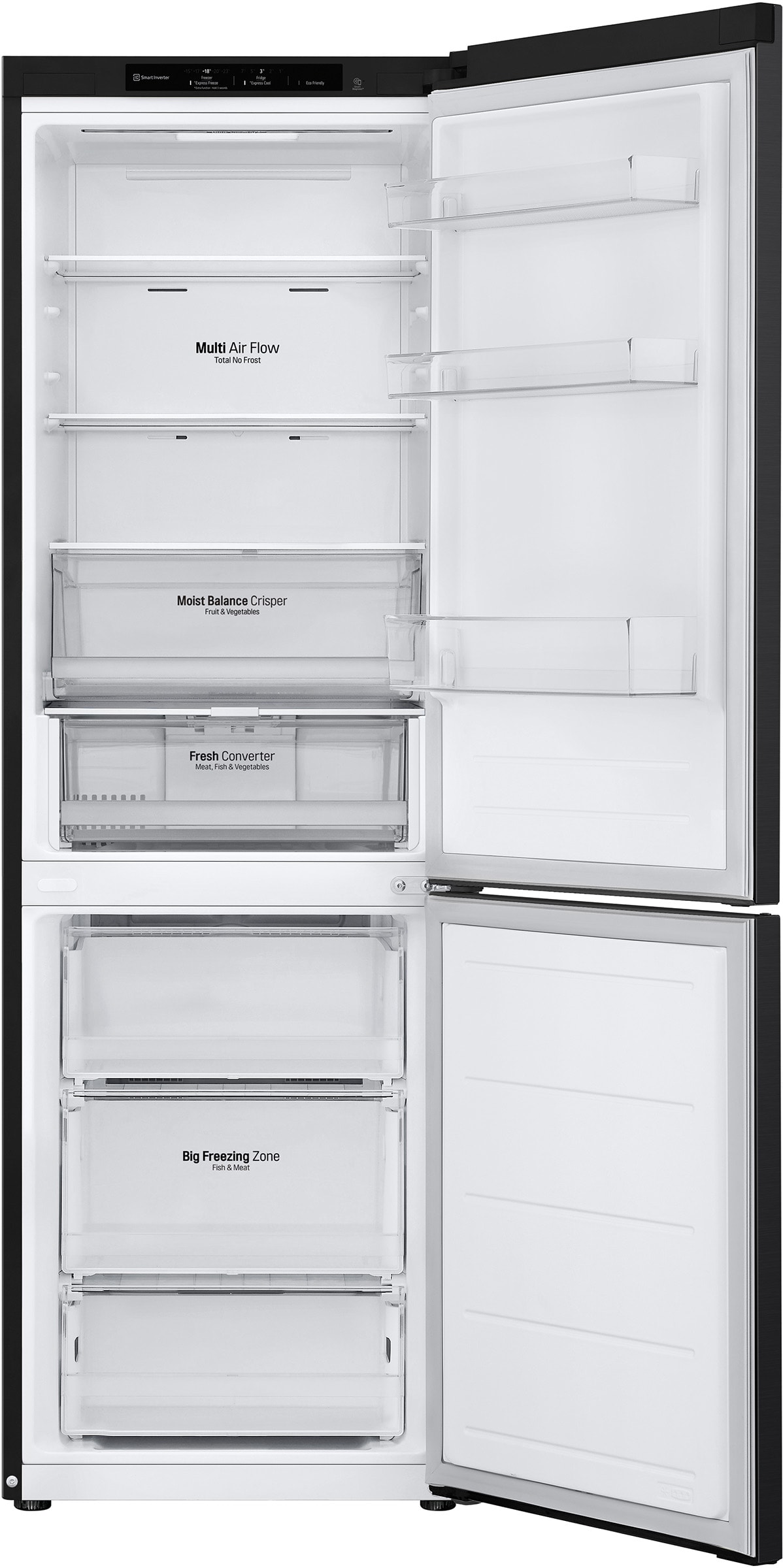 Réfrigérateur congélateur bas LG , Froid No Frost, 344L, Noir - GBV3100DEP Réfrigérateur congélateur bas LG , Froid No Frost, 344L, Noir - GBV3100DEP