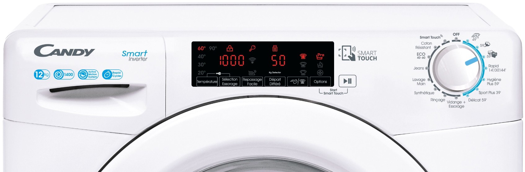 CANDY Lave linge Frontal NFC + WiFi 1400 trs/mn 12kg - CS1412TME1-47