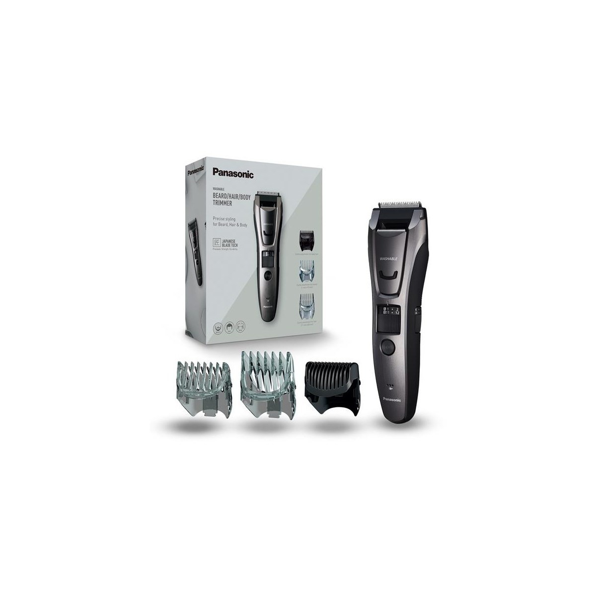 Tondeuse multifonction PANASONIC 3 en 1 : barbe, cheveux et corps Noire - ERGB80H503