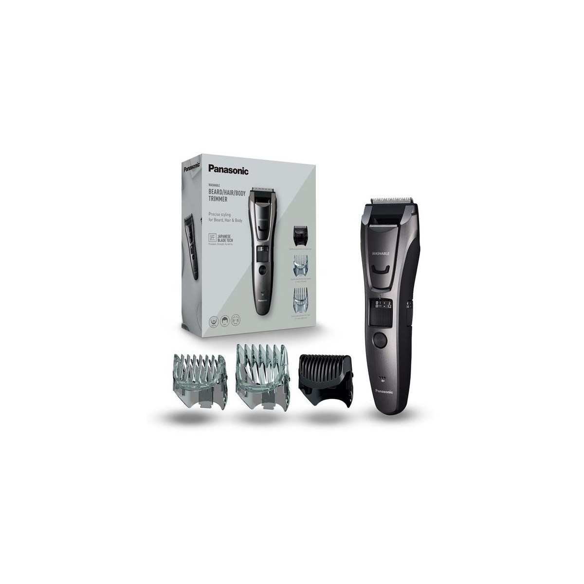 PANASONIC Tondeuse multifonction 3 en 1 : barbe, cheveux et corps Noire - ERGB80H503