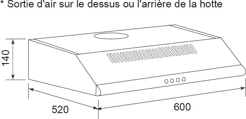Hotte casquette GLEM ,3 vitesses, 66dB, 60cm, Inox - GHC640IX