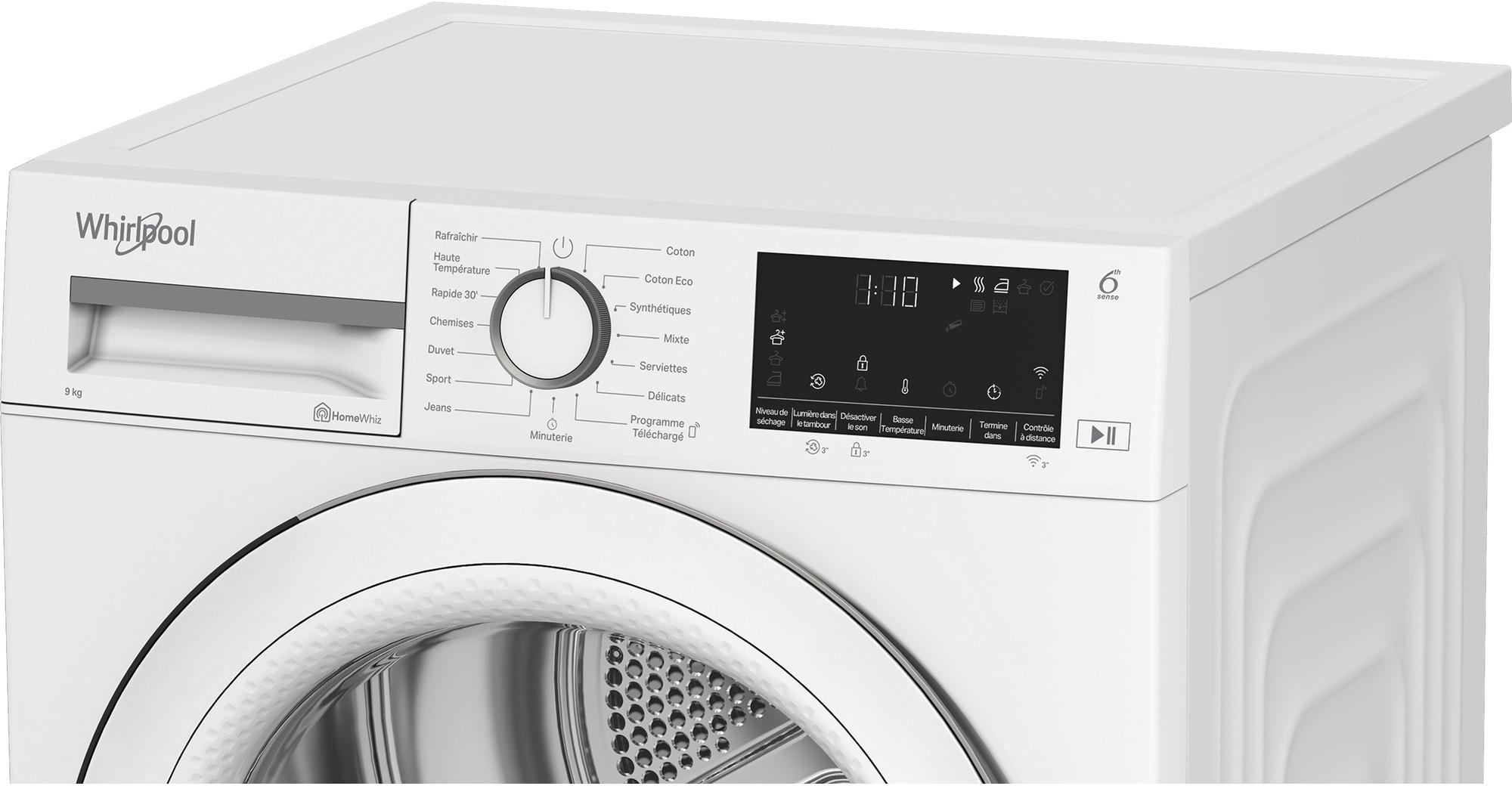 Sèche-linge pompe à chaleur WHIRLPOOL PrecisionDry, 9Kg, Blanc - CWD93MWWSFR