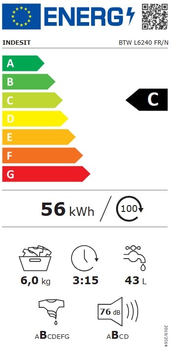 Lave linge Top INDESIT  - BTWL6240FR/N