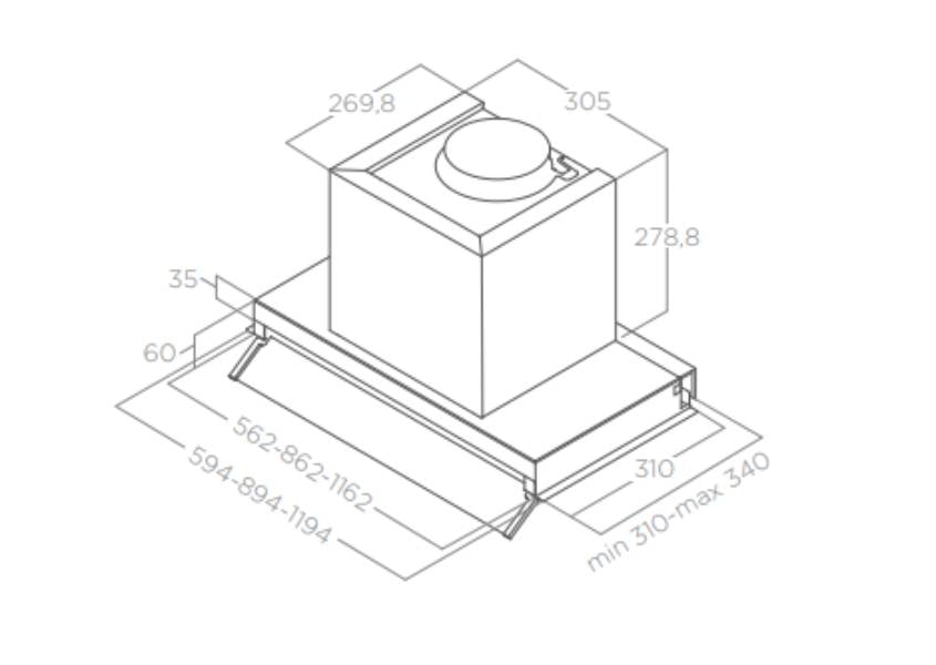 Hotte intégrée ELICA 3 vitesses, 120cm, inox - PRF0172168