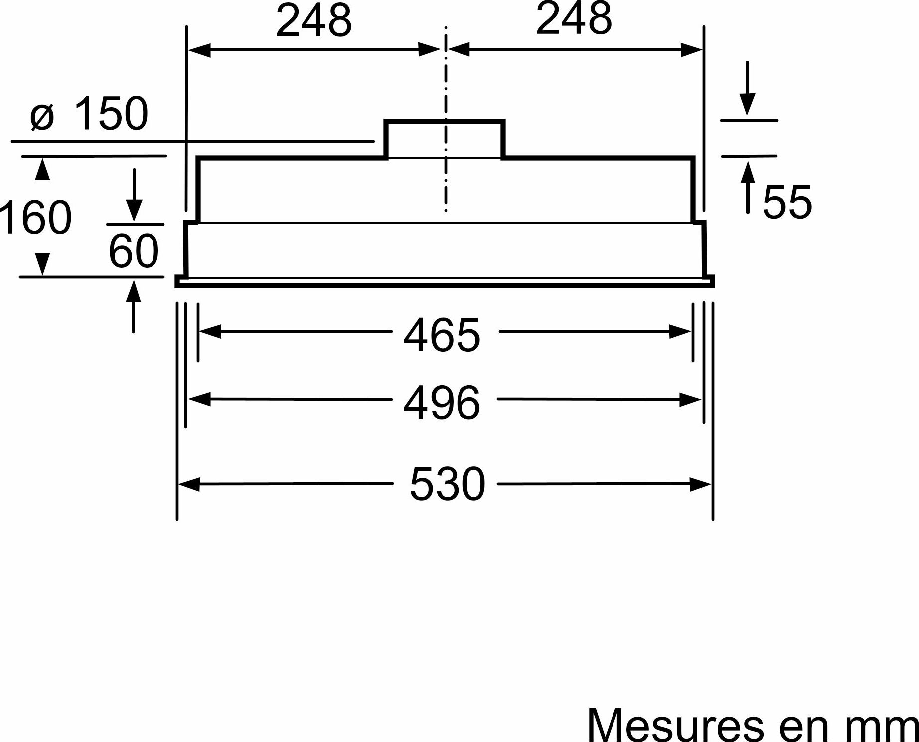 Groupe filtrant BOSCH 53cm 63dB Inox - DHL555BM
