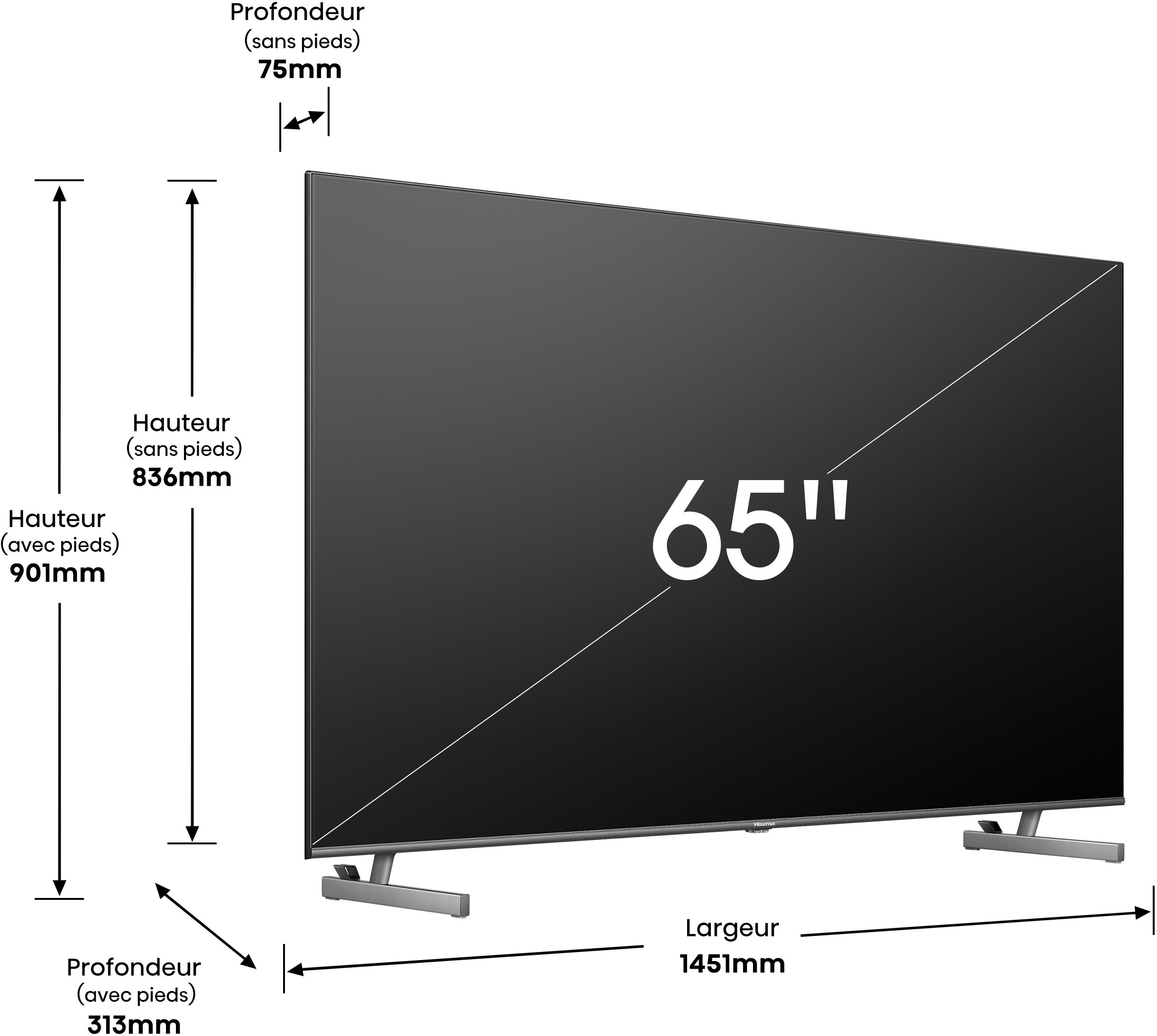 HISENSE TV Mini LED 4K 164 cm  - 65U6KQ