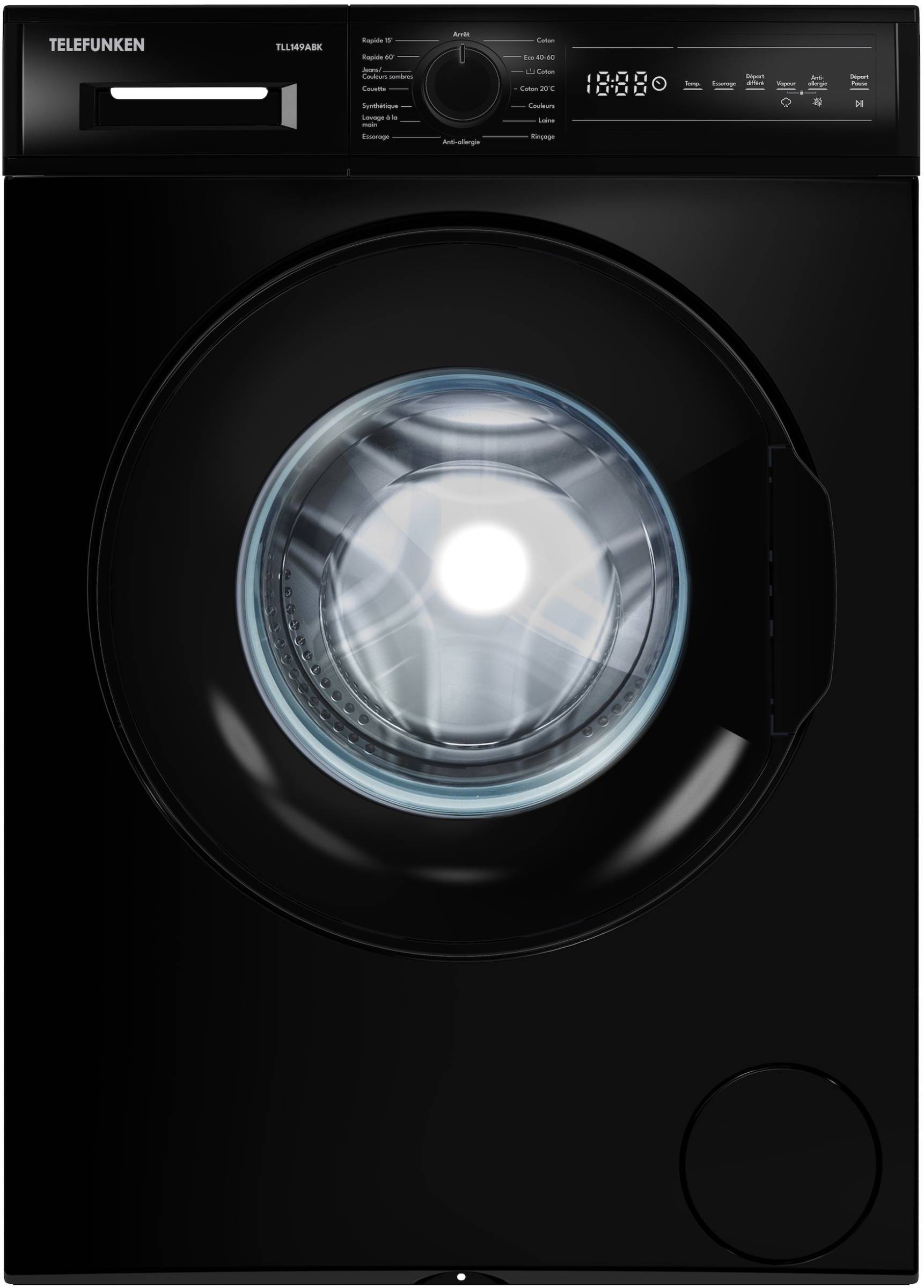Lave linge Frontal TELEFUNKEN 1400trs/mn, 9 Kg, Noir TLL149ABK