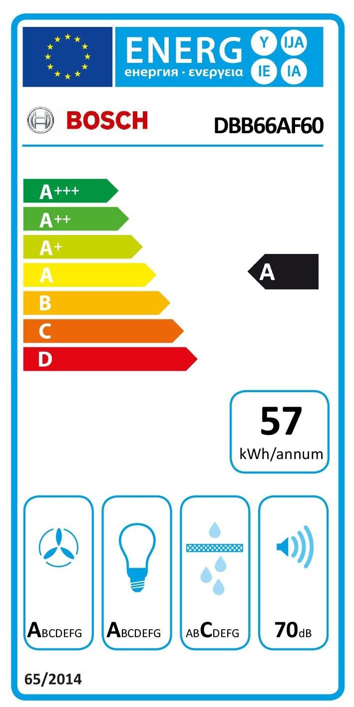 Hotte intégrée BOSCH 3 vitesses 60cm Noir - DBB66AF60