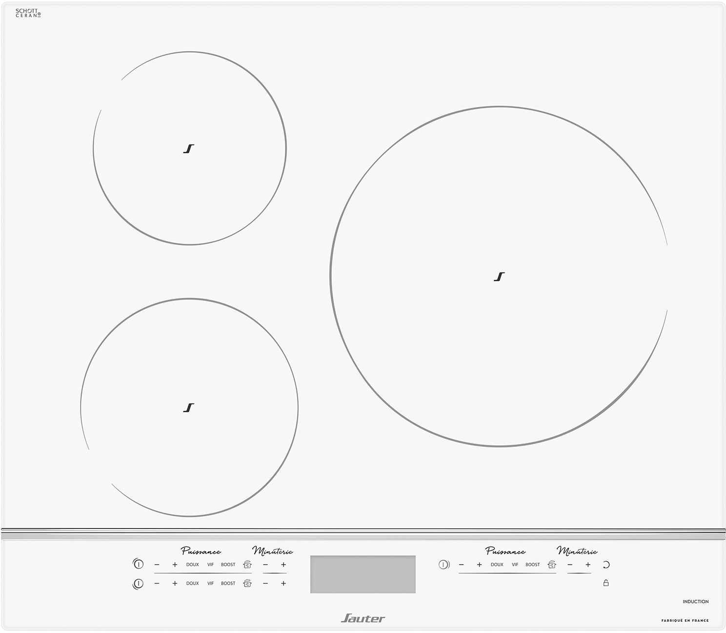 SAUTER Plaque induction 3 foyers 60cm Blanc  SPI9544W