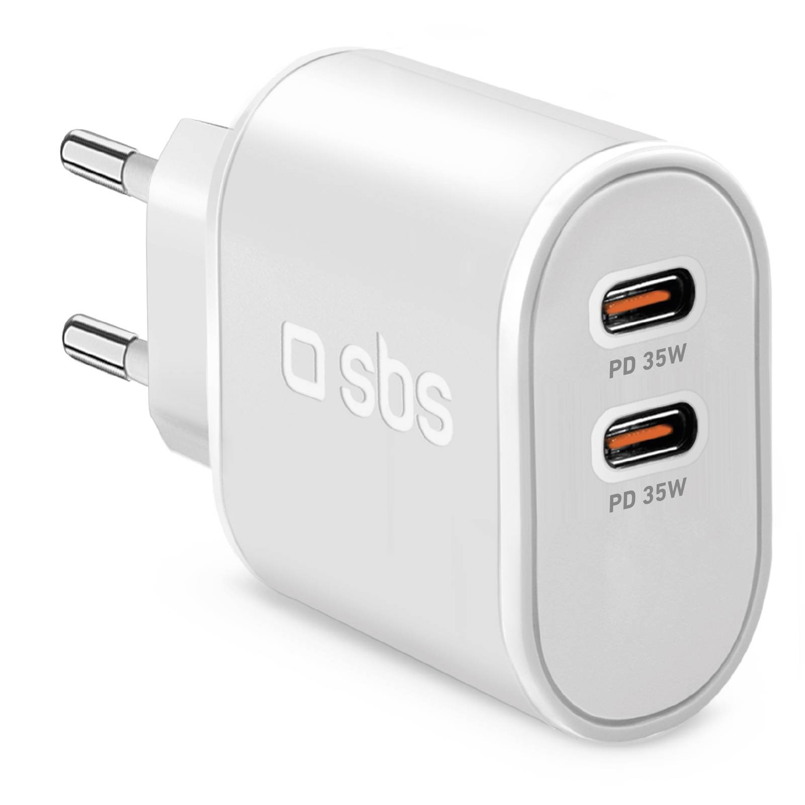 SBS Chargeur secteur Chargeur mural Power Delivery 35 W avec deux sorties USB-C  CHARG-PD35W-2USBC