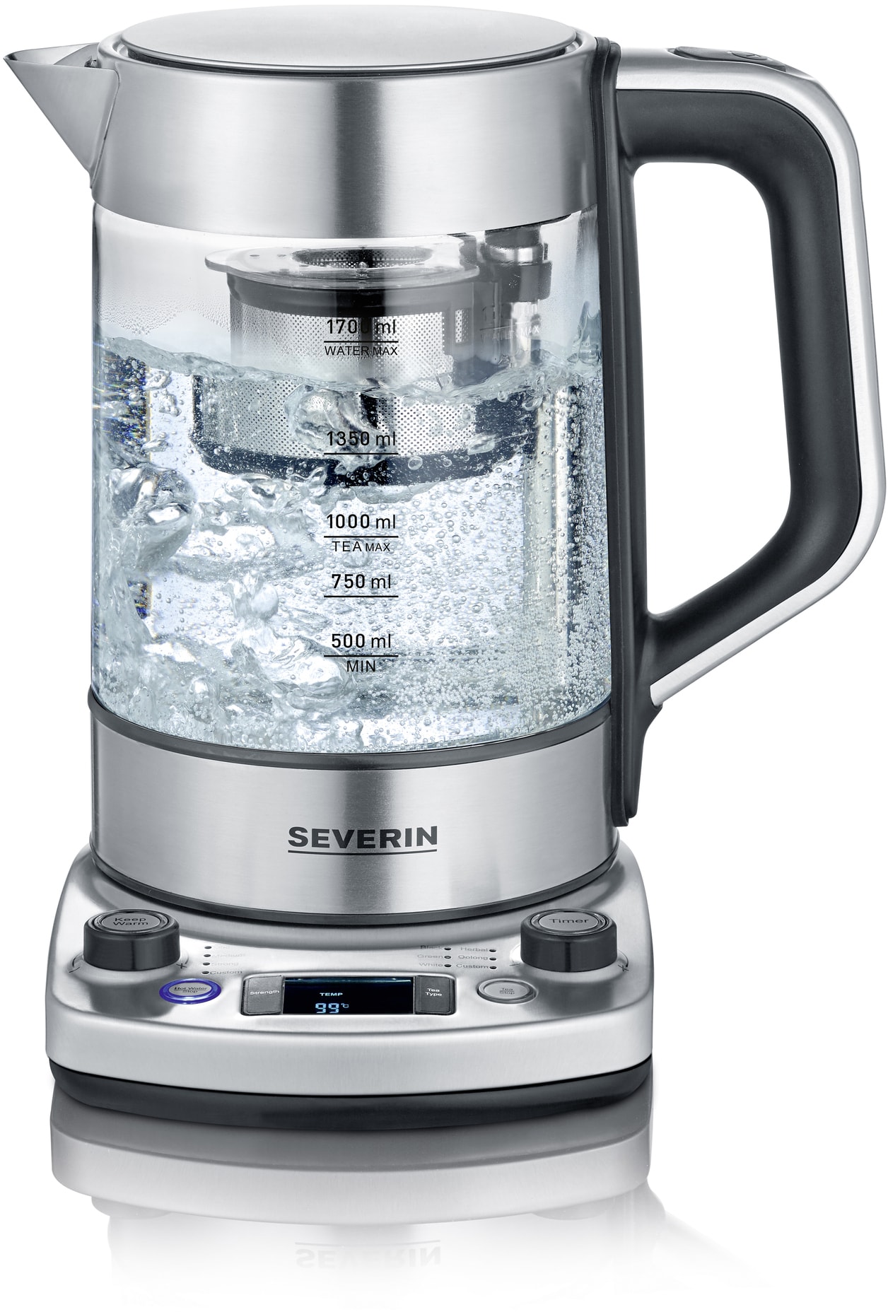 Bouilloire SEVERIN Température réglable 1,7L 3000W Inox WK3422