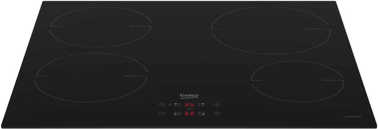 Plaque induction BEKO 4 foyers 58 cm Noir - HII64400MT