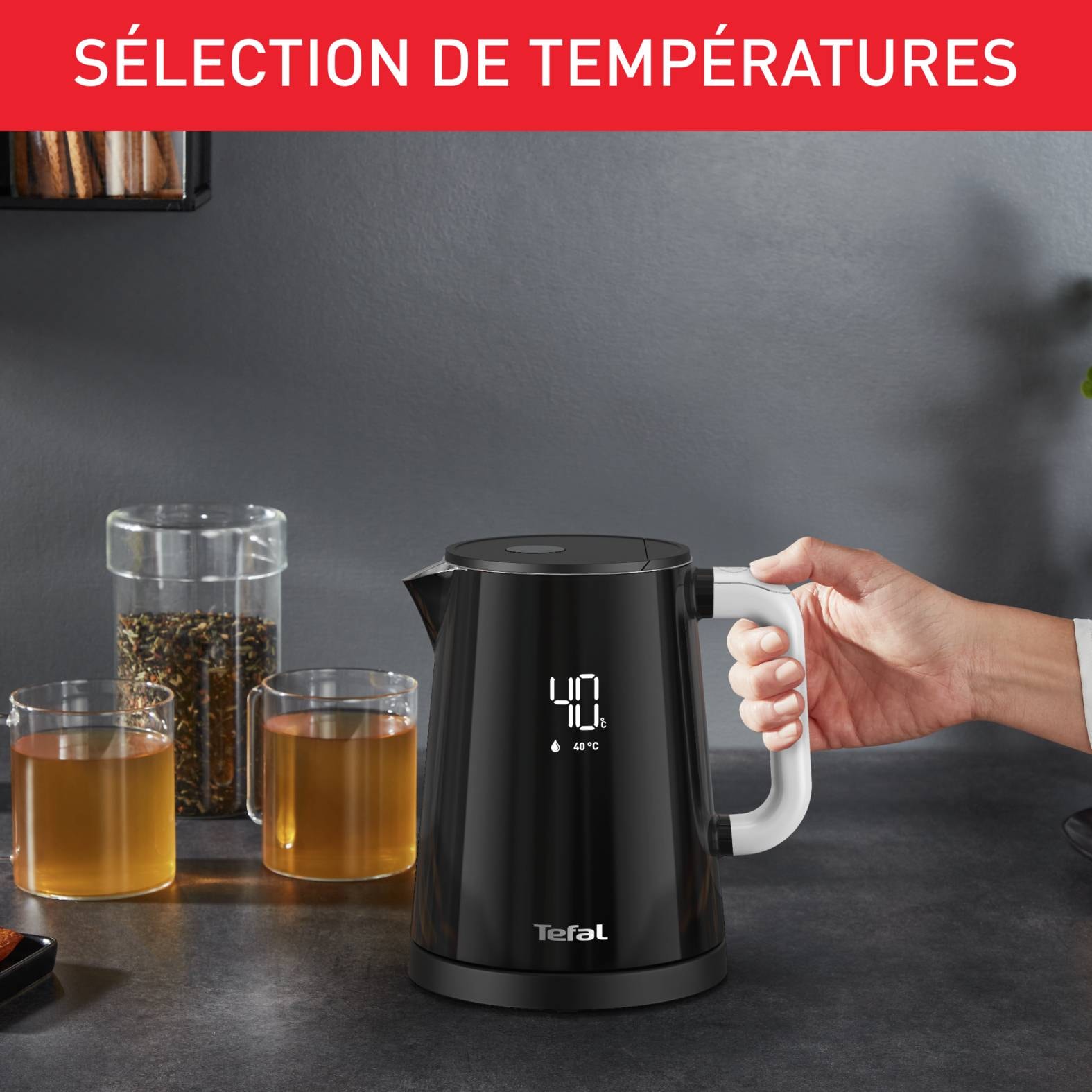 Bouilloire TEFAL Température réglable 1L Noir - KO854830