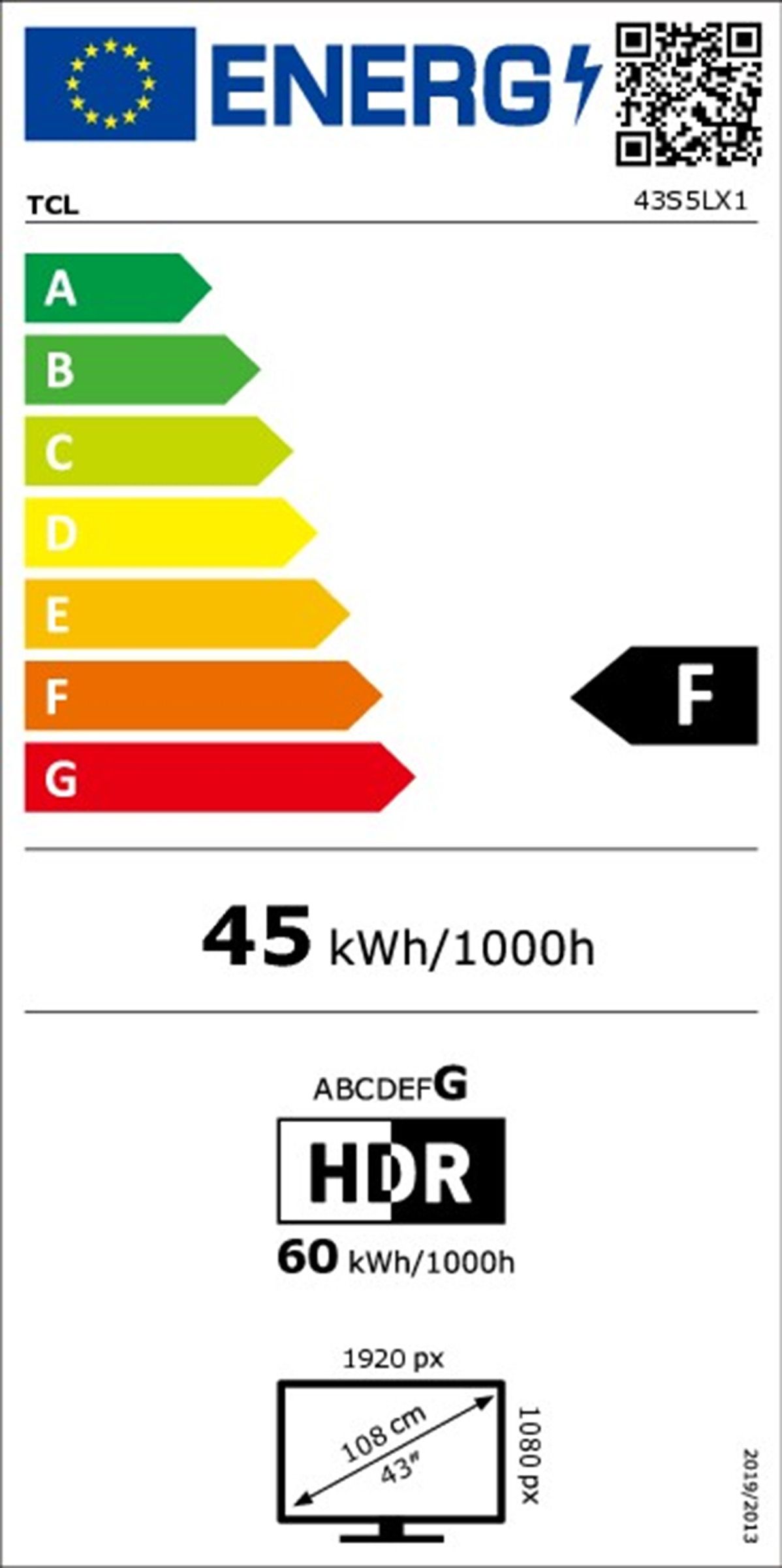 TV QLED Full HD 108 cm TCL  - 43S5L