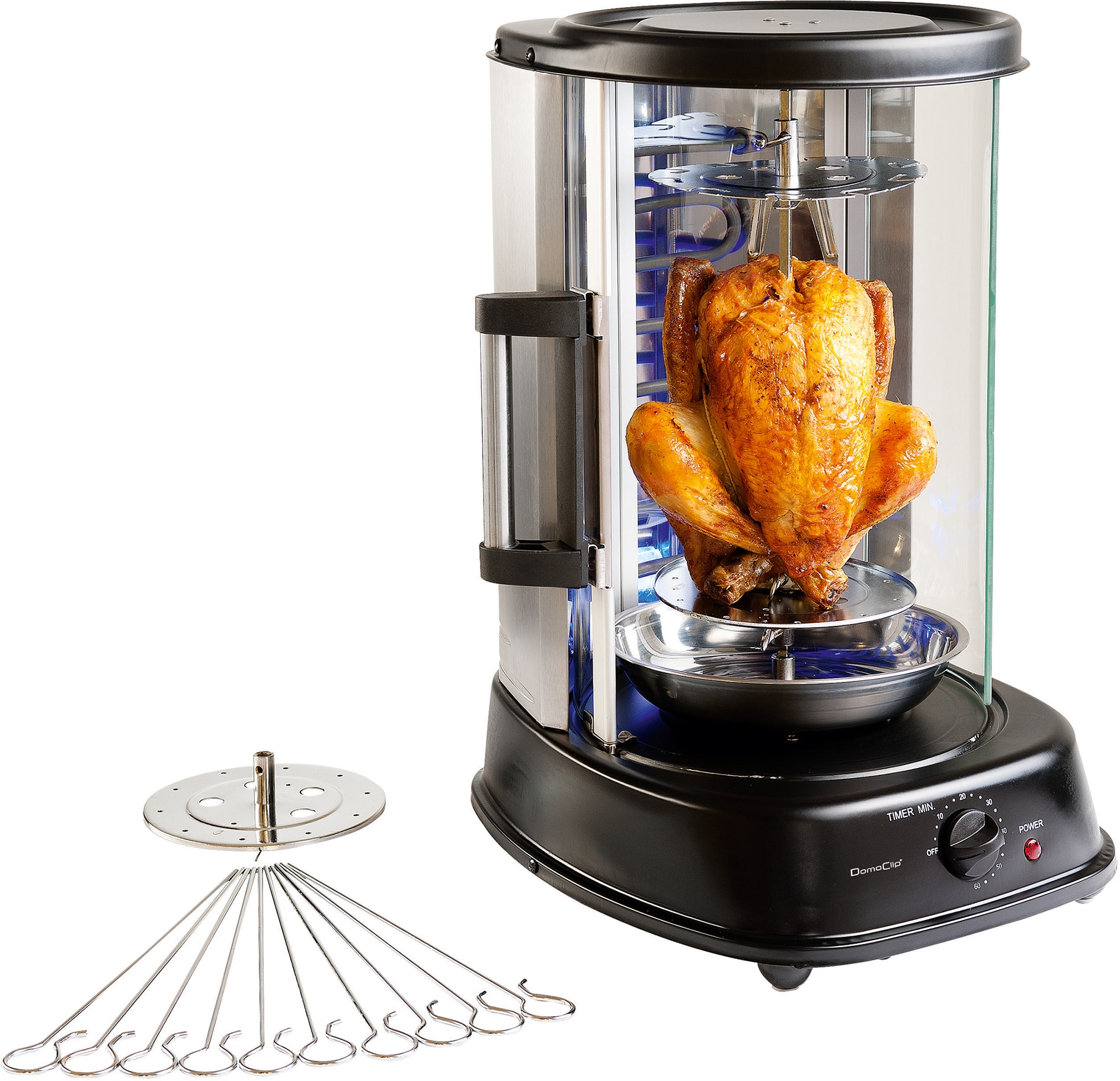 Gril vertical DOMOCLIP 1500W 10 brochettes Acier inoxydable DOM323