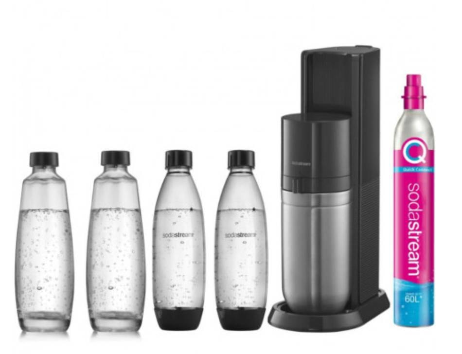 Machine à soda SODASTREAM 1 cylindre 60L 2 bouteilles 2 carafes Noir DUONCB