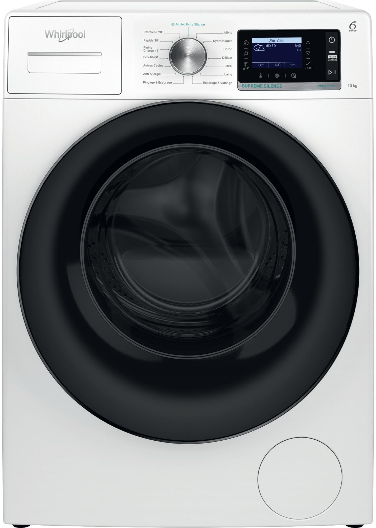 Lave linge Frontal WHIRLPOOL 10kg 1400trs/min Blanc W608FR