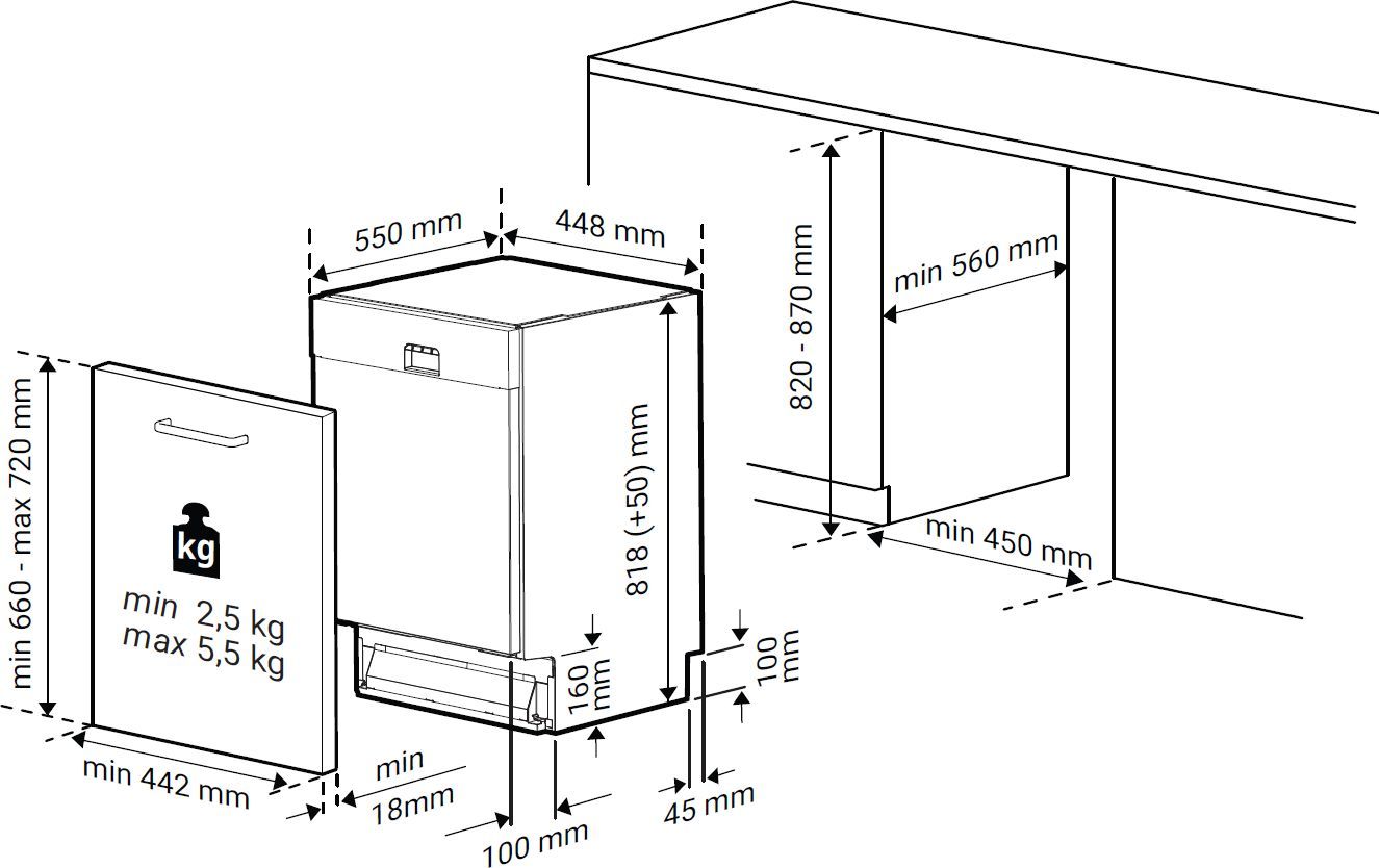 Lave vaisselle tout integrable 45 cm BEKO  - BDIS16030