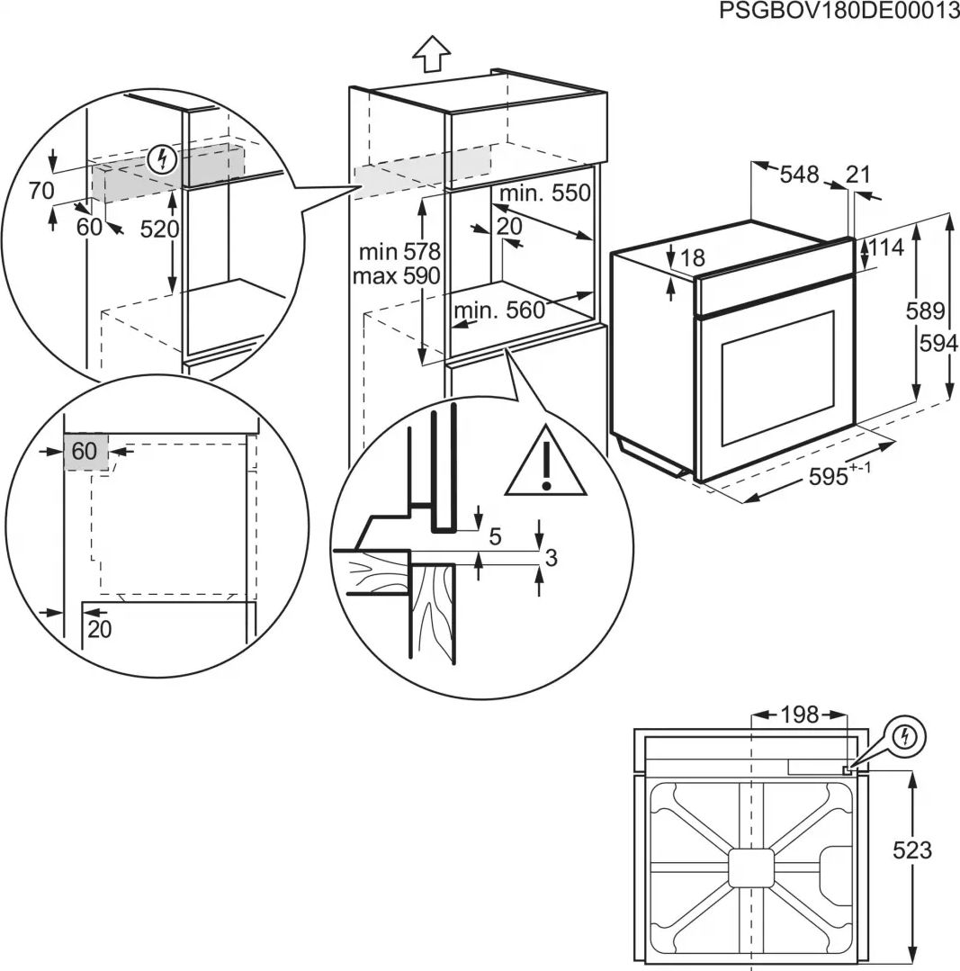 Four encastrable pyrolyse ELECTROLUX Chaleur tournante Sonde de cuisson 72 L Inox - EOE7P12X