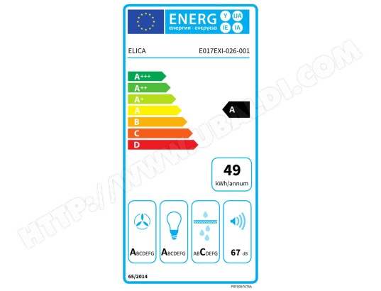 Groupe filtrant ELICA 67 db 60 cm Inox - HIDDENIXGL/A60