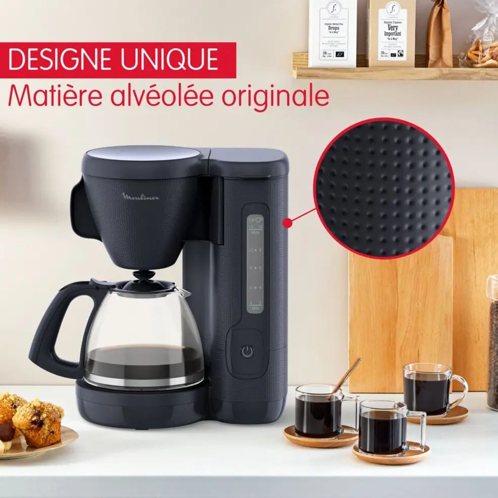 Cafetière MOULINEX 1.25L 15 tasses 1000W Noir - FG2M0810
