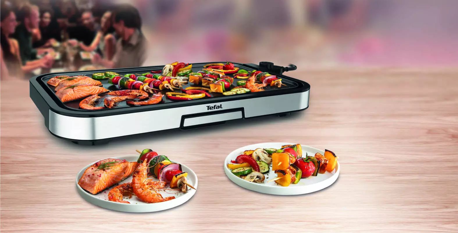 Grill / plancha TEFAL 30.4x55cm 12 personnes Antiadhésif Noir - CB631D10