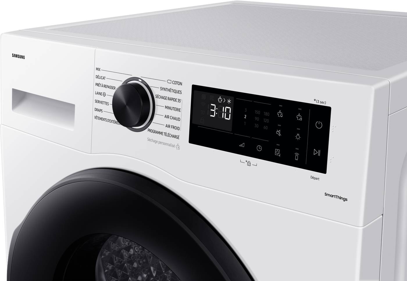 Sèche-linge pompe à chaleur SAMSUNG Moteur Digital Inverter, 8Kg, Blanc - DV80CGC0B0AE