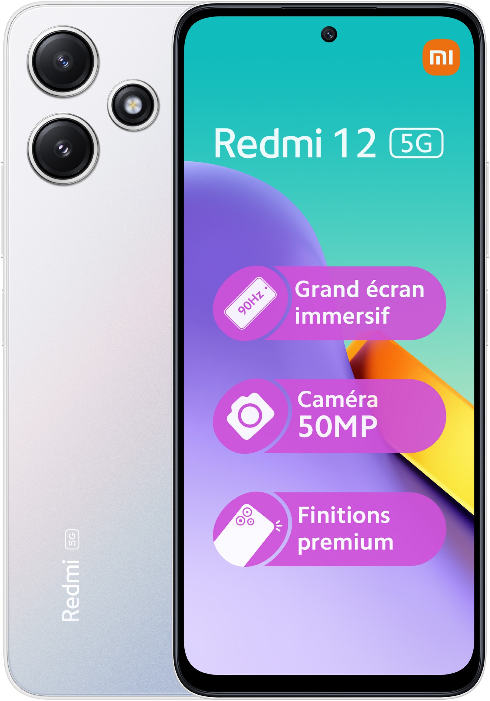 XIAOMI Smartphone Redmi 12 5G 128Go Argent - REDMI12-5G-128GO-SLV